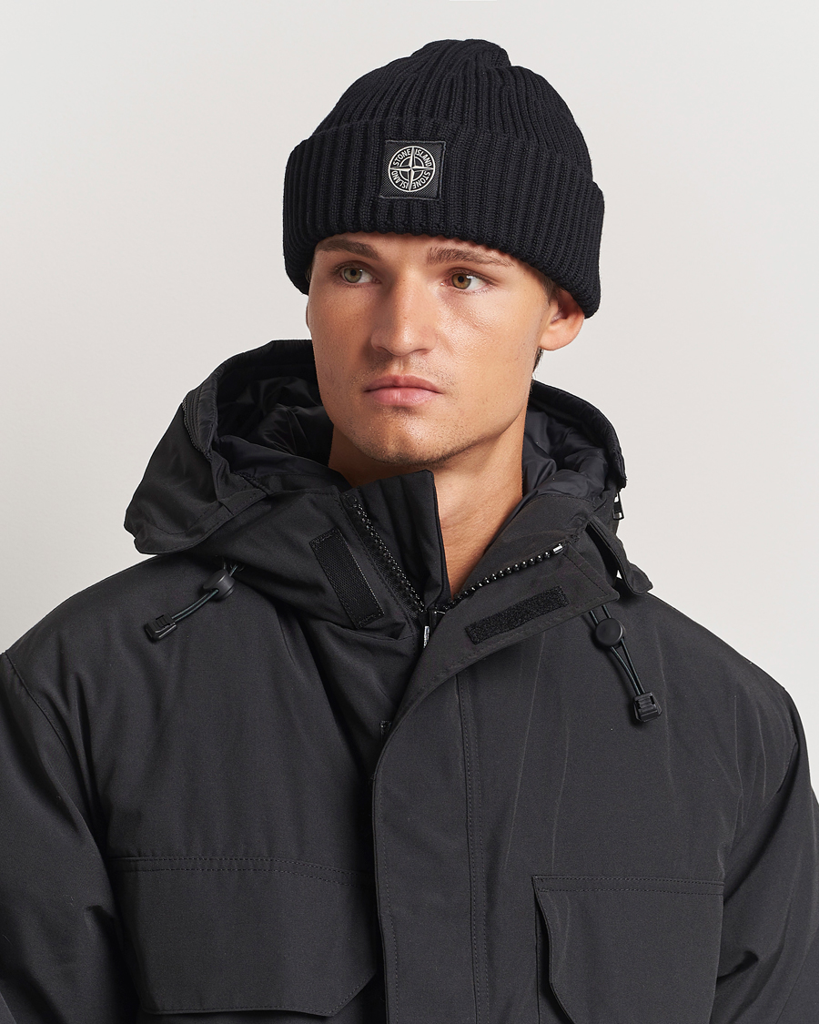 Heren | Mutsen | Stone Island | Full Rib Wool Beanie Black