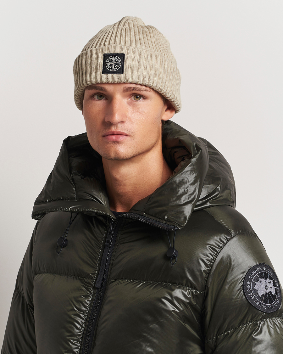 Heren |  | Stone Island | Full Rib Wool Beanie Plaster