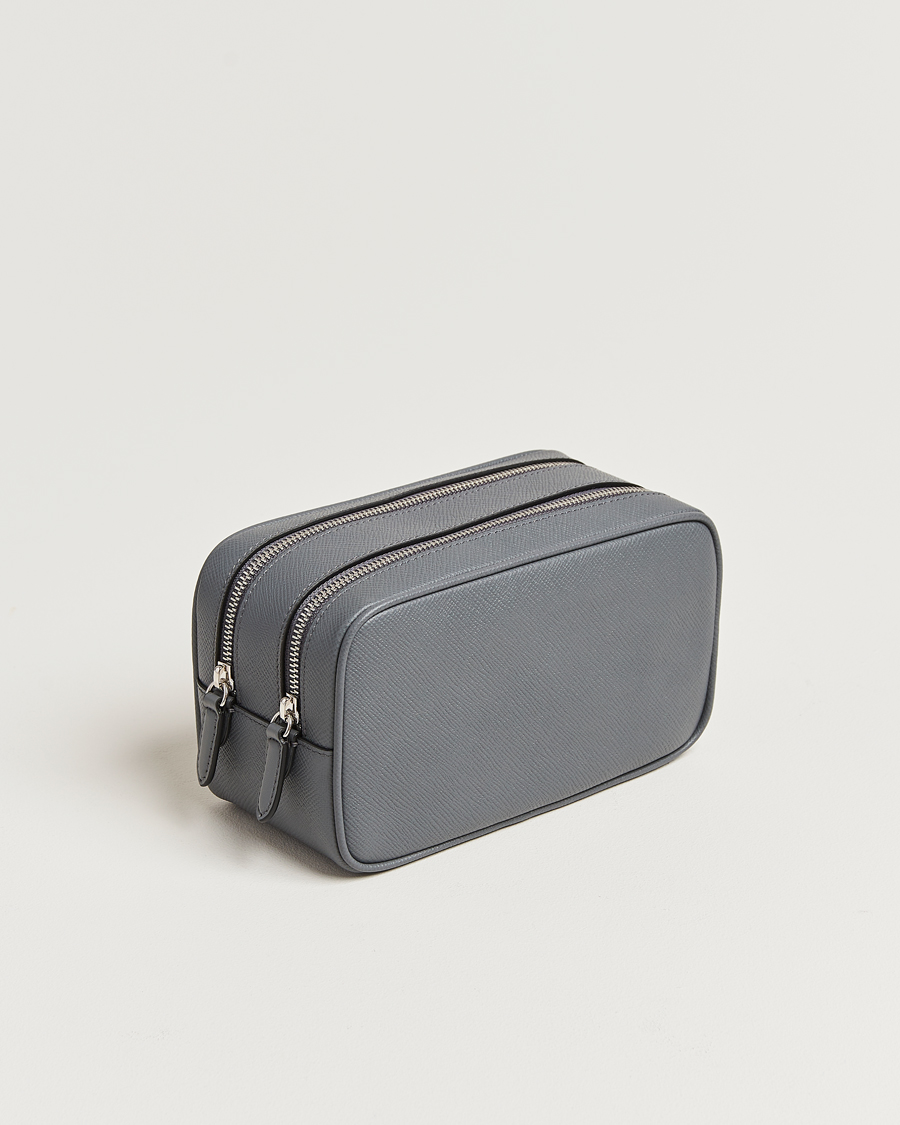 Heren |  | Smythson | Panama Double Zip Washbag Storm Grey