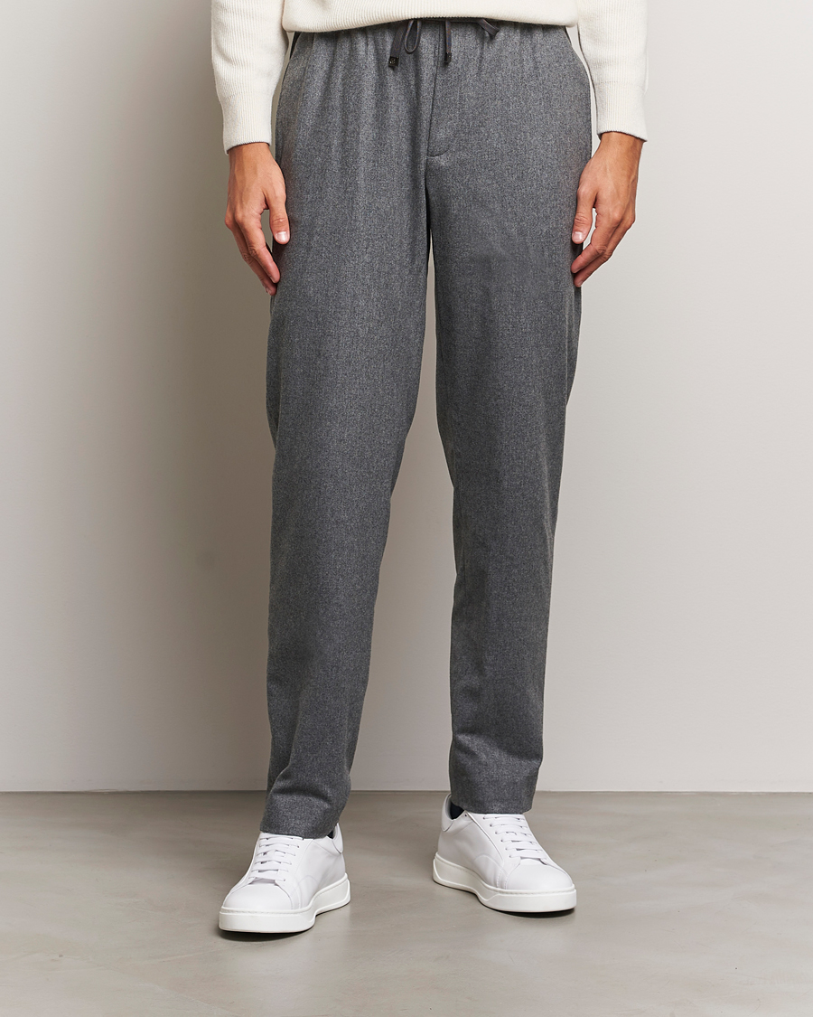 Heren |  | Moncler | Flannel Drawstring Pants Grey Melange