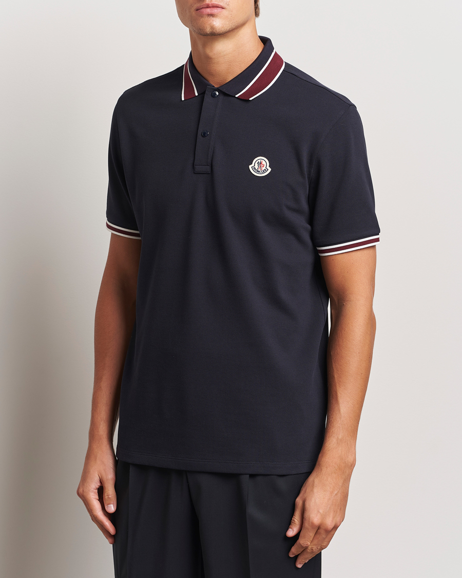 Heren |  | Moncler | Double Contrast Collar Polo Navy