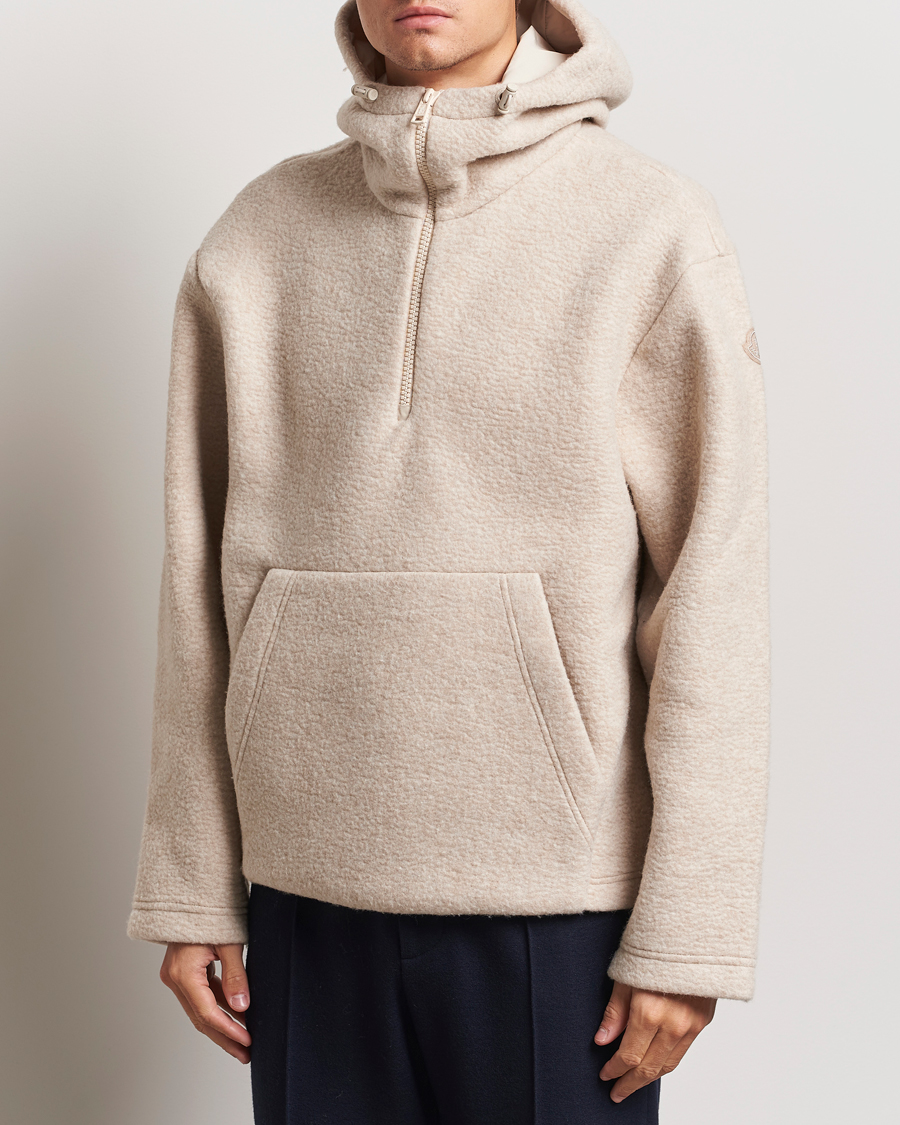 Heren |  | Moncler | Half Zip Hoodie Beige