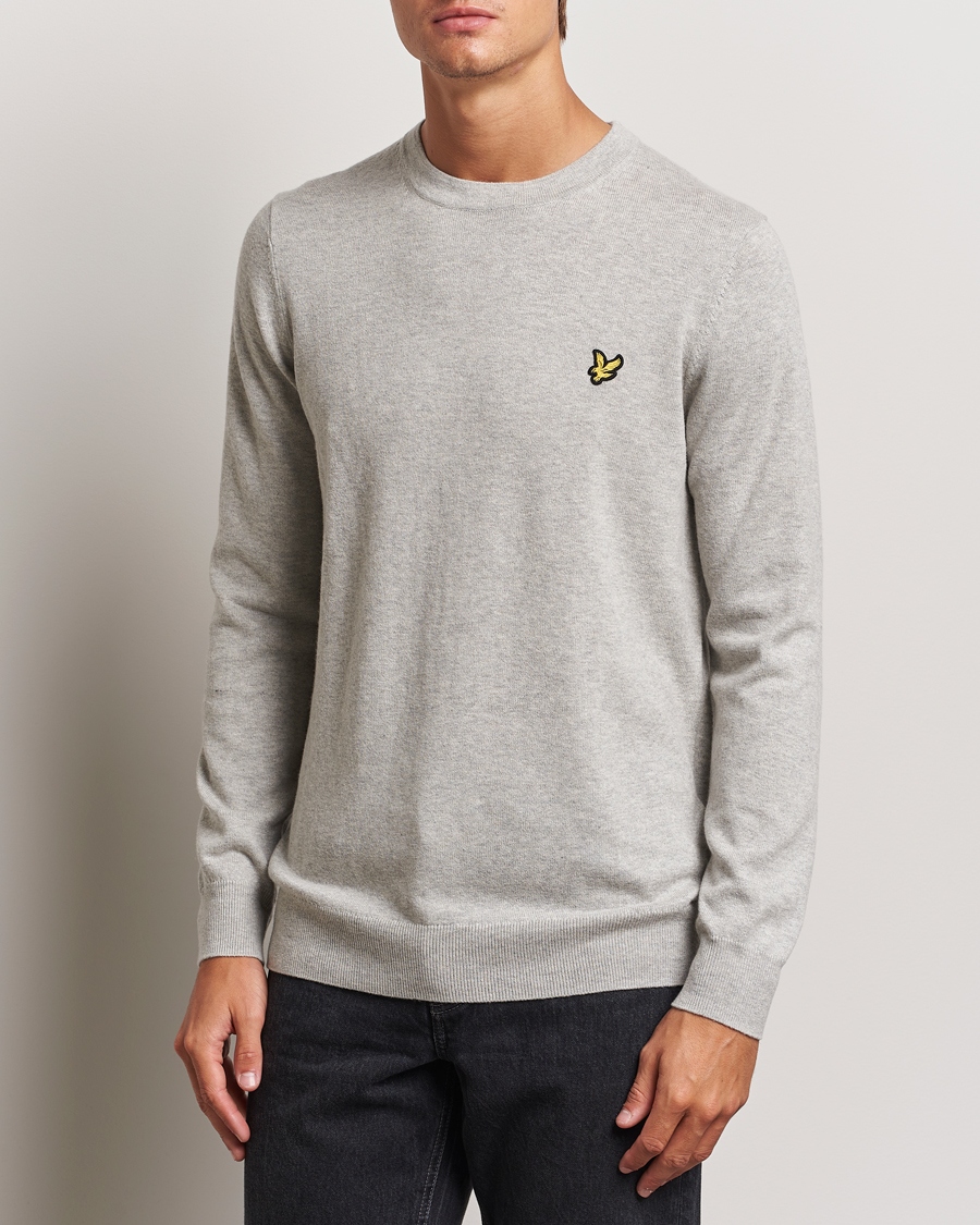 Heren |  | Lyle & Scott | Cotton/Merino Crew Neck Jumper Light Grey Marl