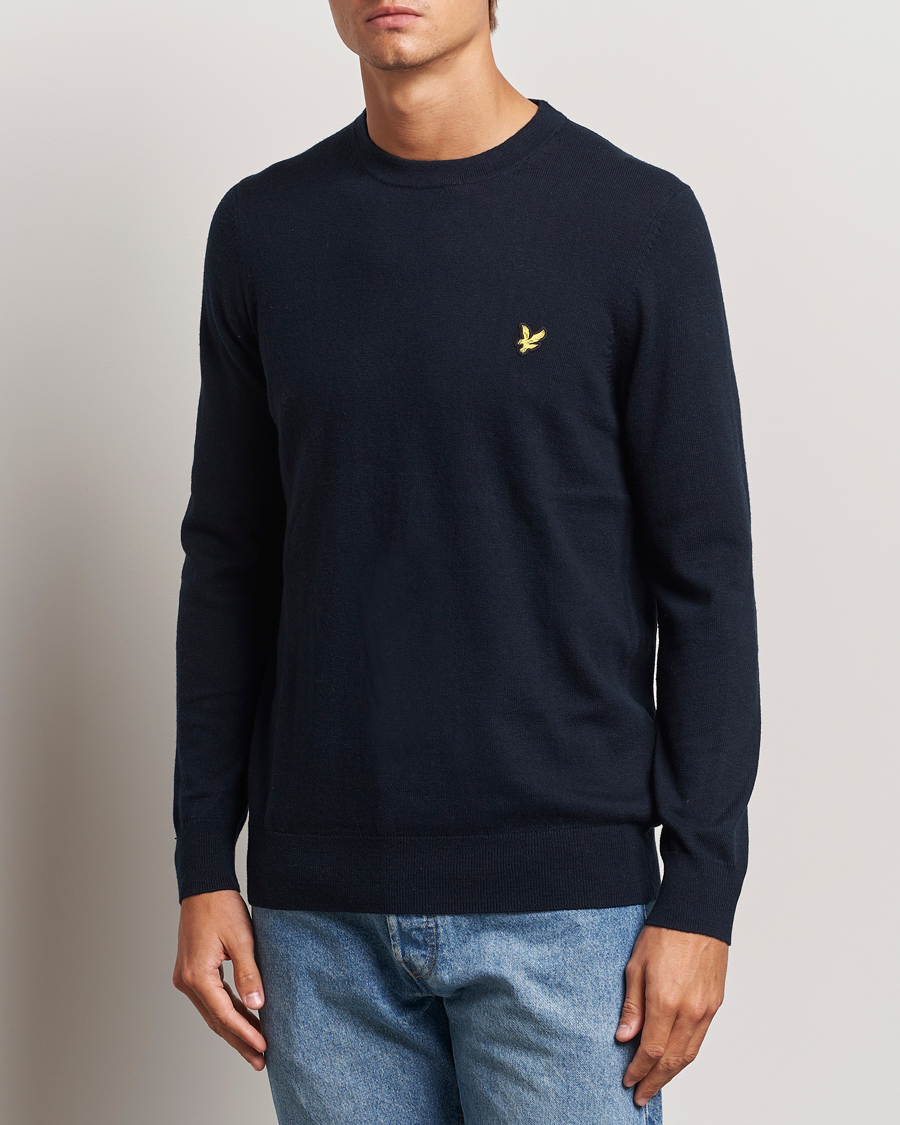 Heren |  | Lyle & Scott | Cotton/Merino Crew Neck Jumper Dark Navy