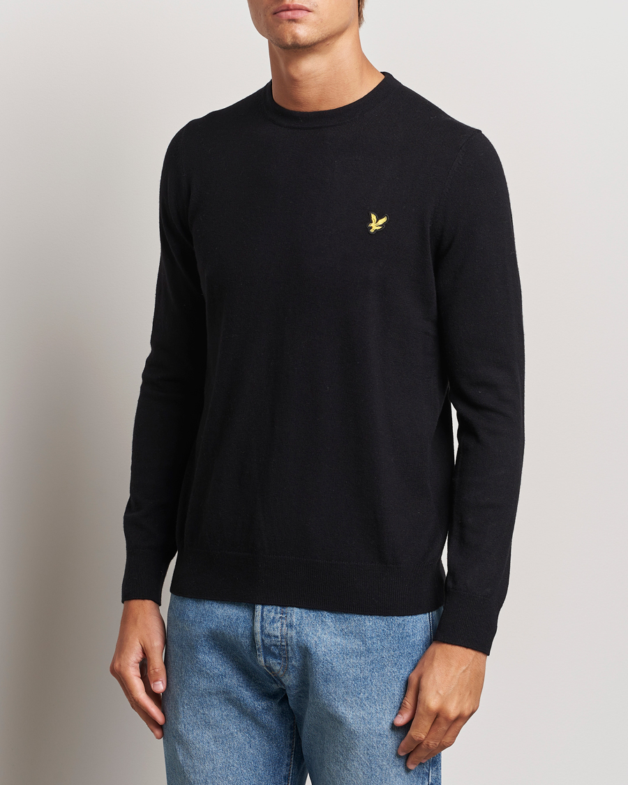 Heren |  | Lyle & Scott | Cotton/Merino Crew Neck Jumper Jet Black