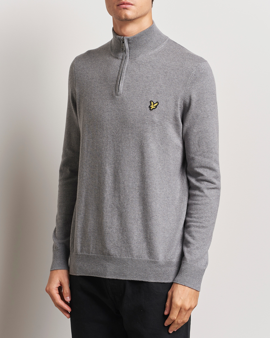 Heren |  | Lyle & Scott | Cotton/Merino Half Zip Mid Grey Marl