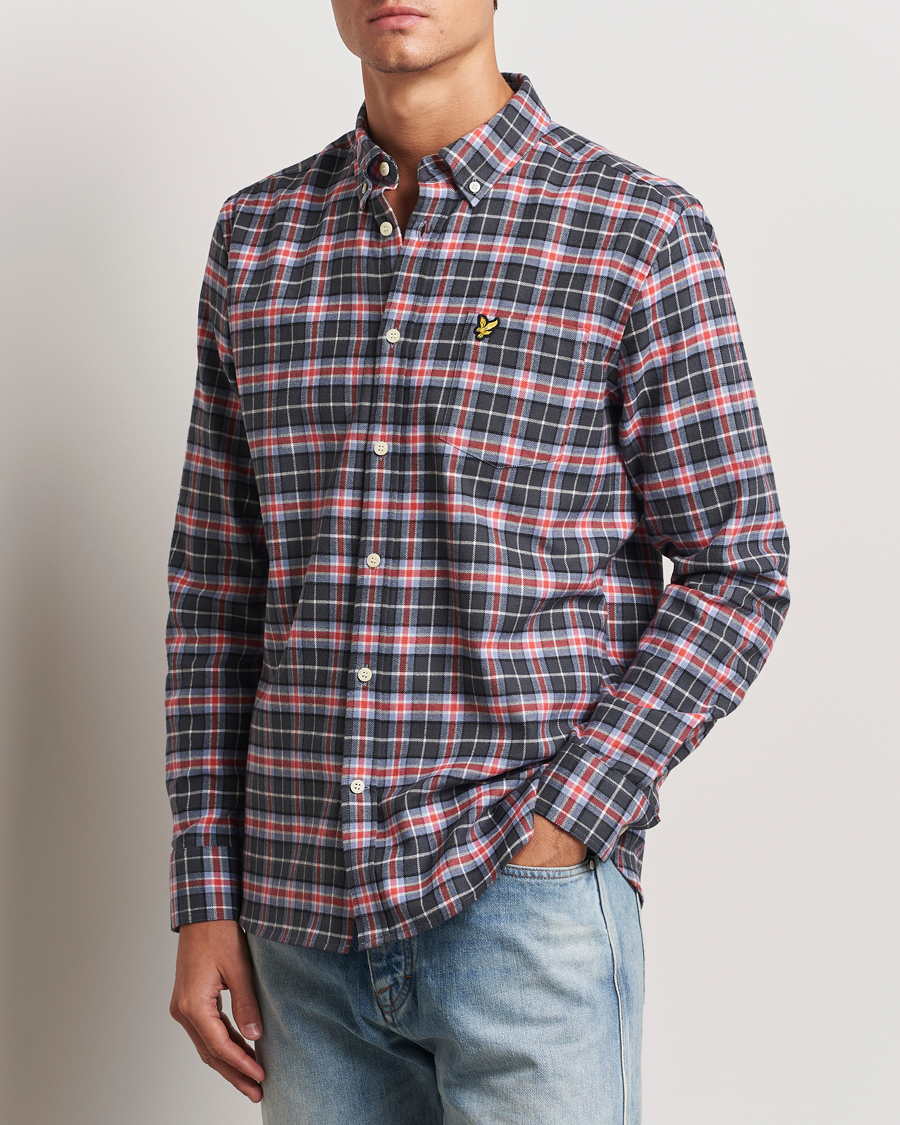 Heren |  | Lyle & Scott | Checked Flannel Shirt Blue Smoke