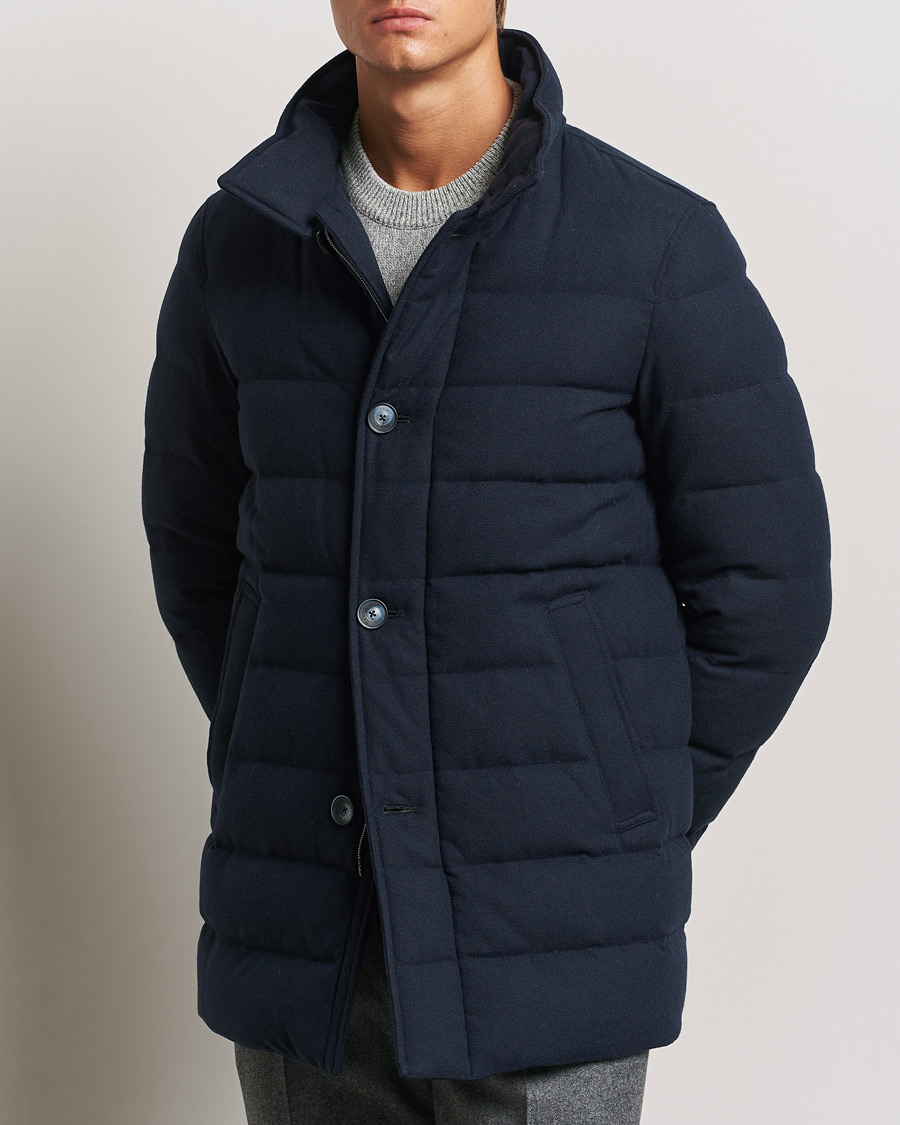 Heren |  | Herno | Cashmere Flannel Down Coat Navy