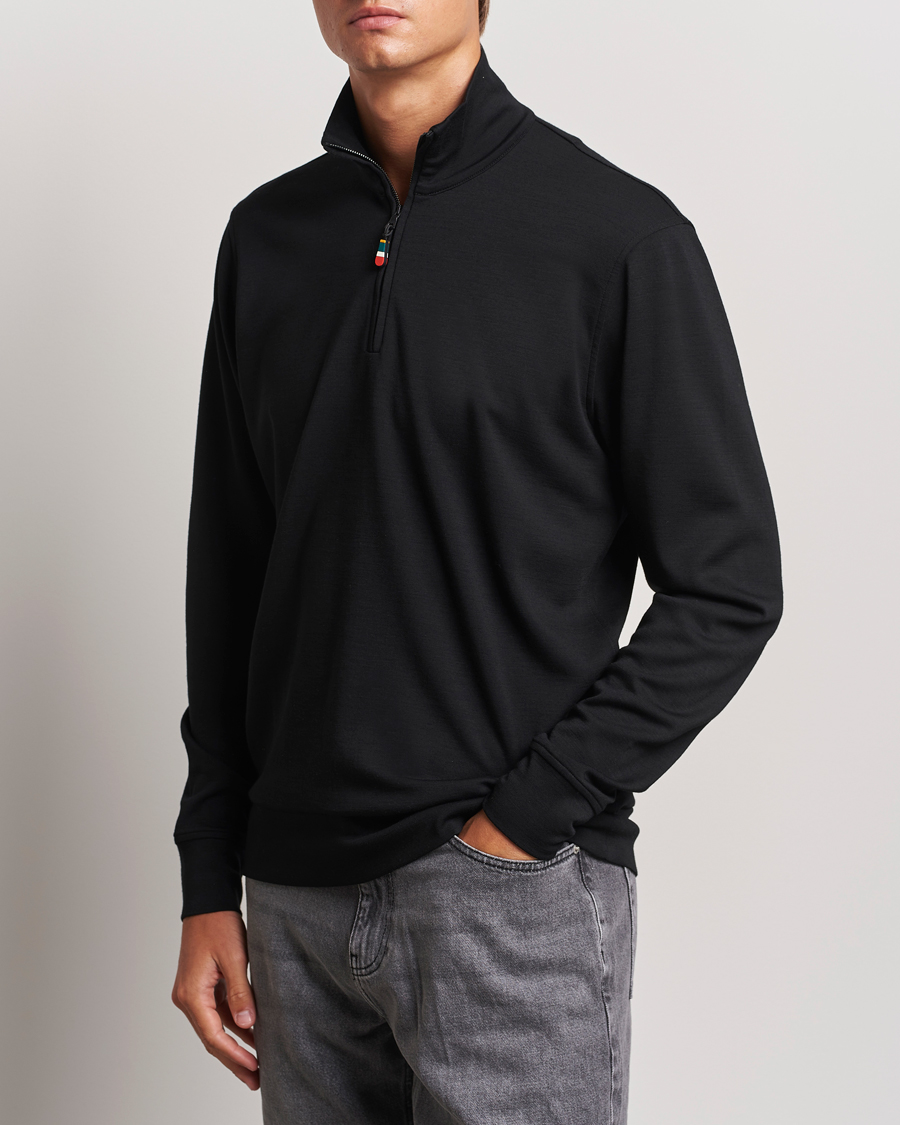 Heren |  | Orlebar Brown | Isar Graphite Merino Half Zip Black