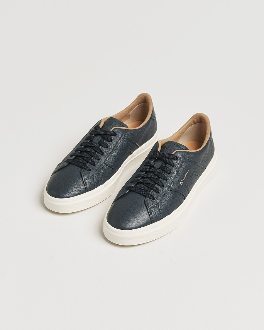 Heren |  | Santoni | Double Buckle Sneakers Navy Grain