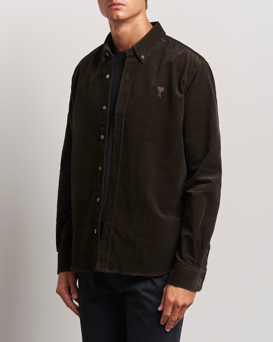 Heren |  | AMI | Classic Fit Corduroy Shirt Dark Coffee