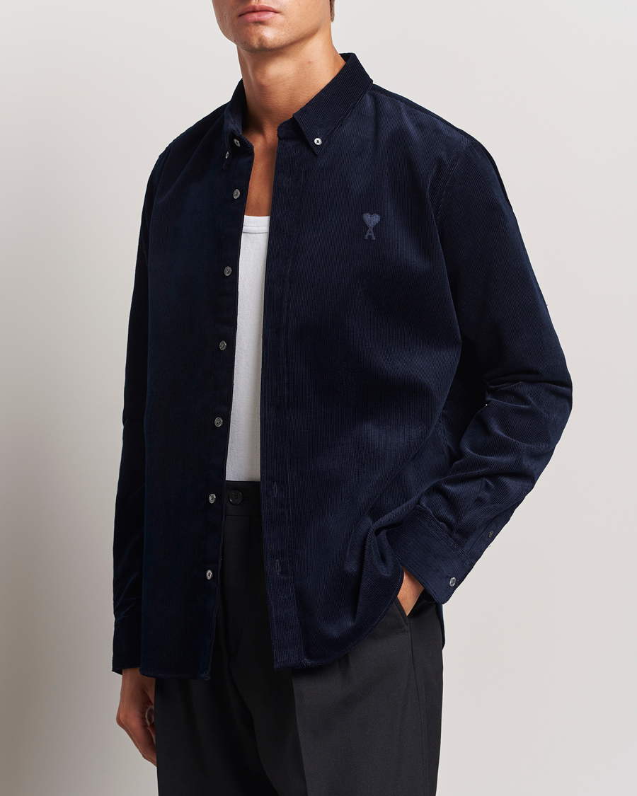 Heren |  | AMI | Classic Fit Corduroy Shirt Navy