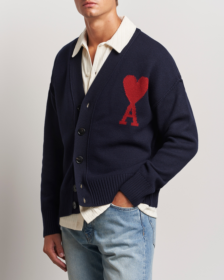 Heren | Truien | AMI | Big Heart Logo Cardigan Navy