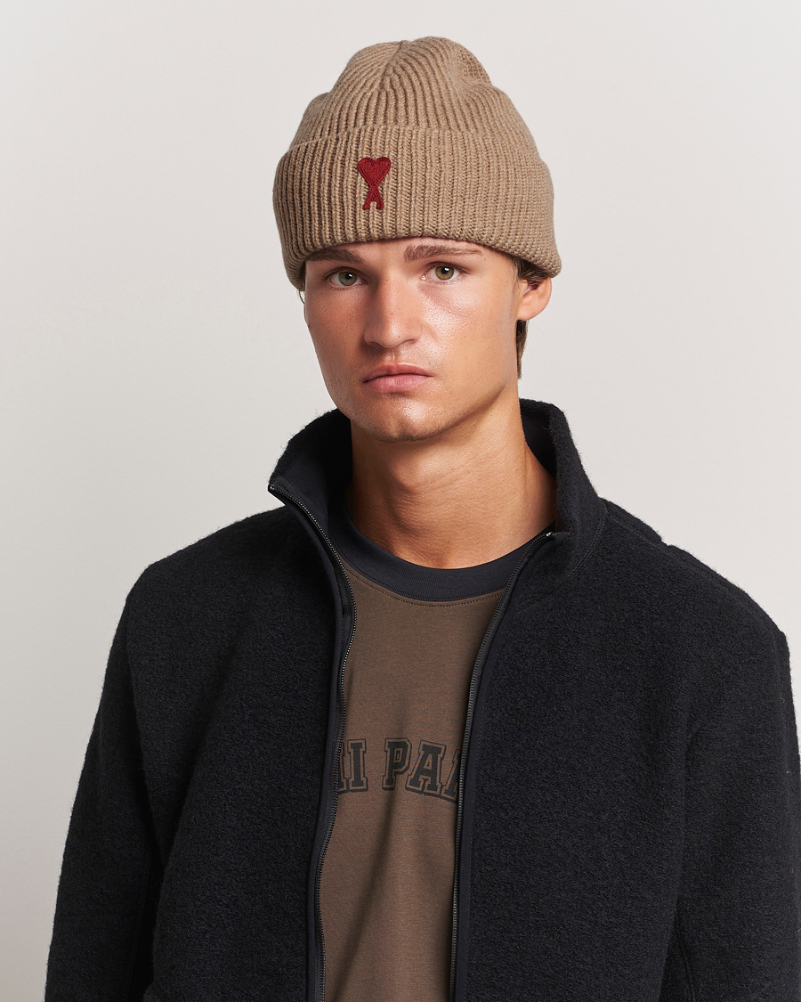 Heren | Accessoires | AMI | Heart Logo Beanie Camel