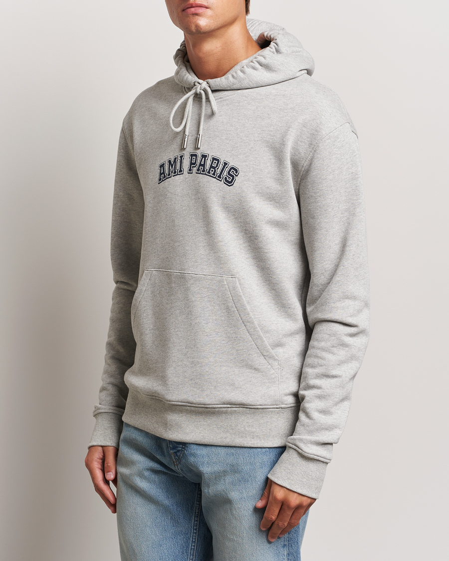 Heren |  | AMI | Paris Logo Hoodie Heather Ash Grey