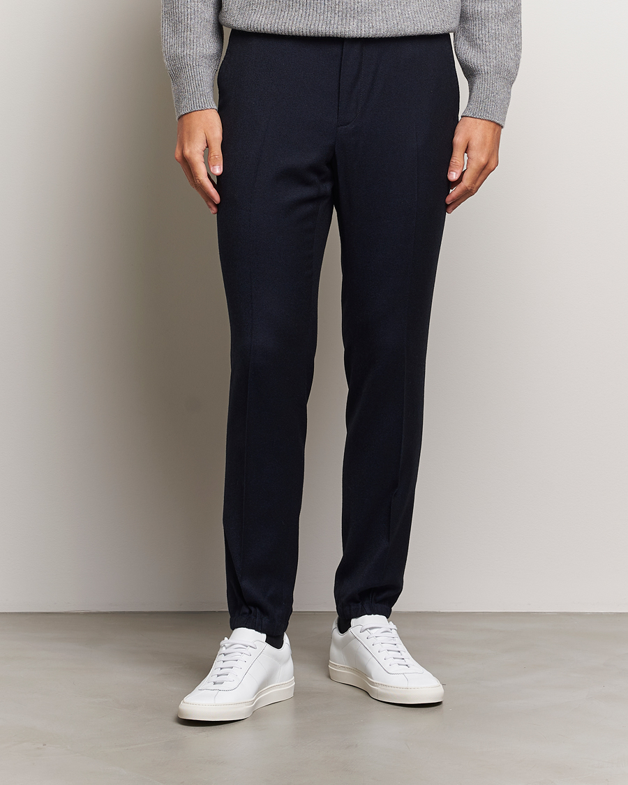 Heren |  | Zegna | Techmerino Flannel Drawstring Pants Navy