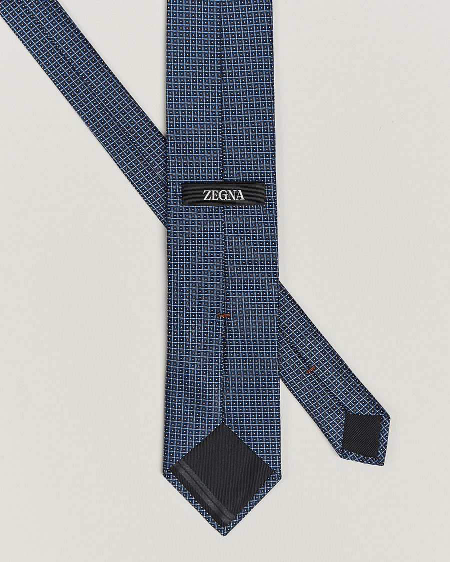 Heren |  | Zegna | Jacquard Silk Tie Dark Blue