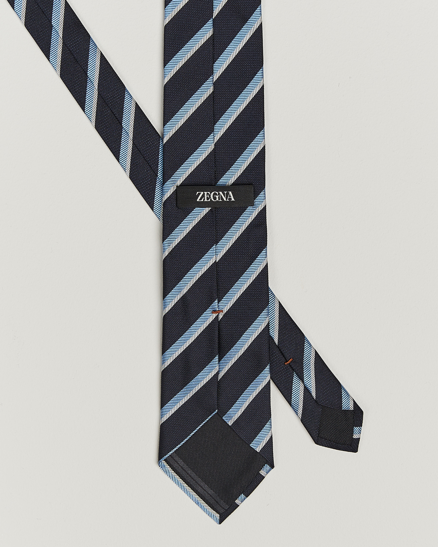 Heren | Accessoires | Zegna | Regimental Stripe Silk Tie Navy