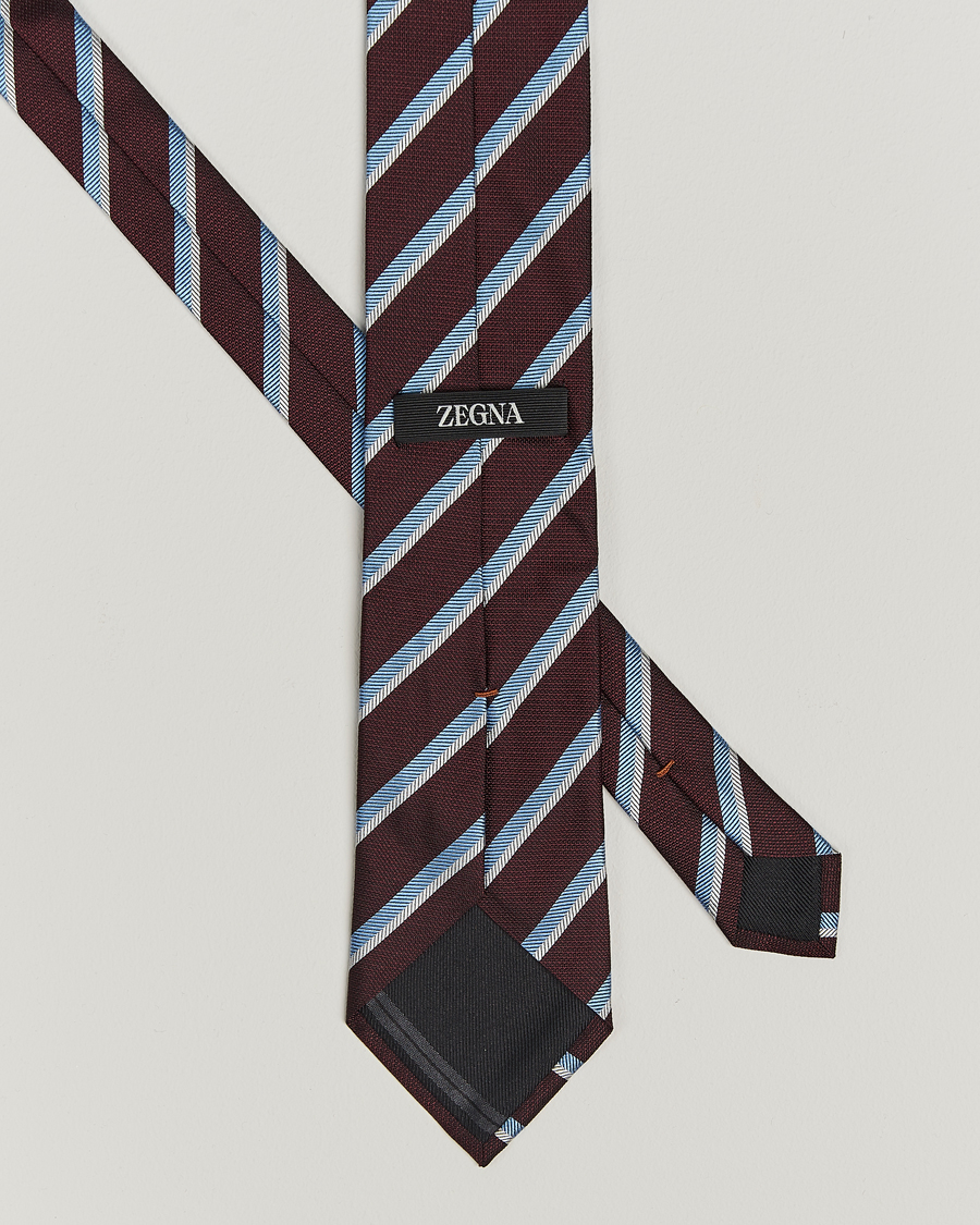 Heren | Accessoires | Zegna | Regimental Stripe Silk Tie Burgundy