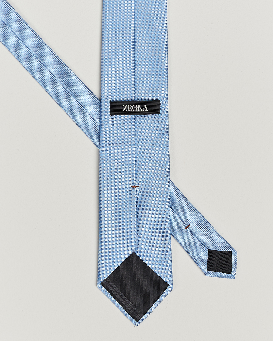 Heren | Accessoires | Zegna | Micro Structure Silk Tie Light Blue