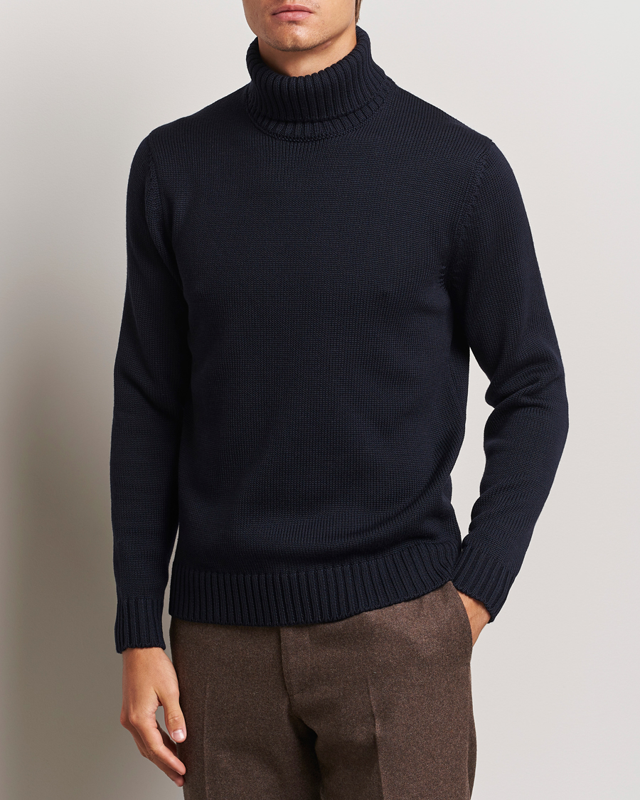 Heren |  | Zanone | Virgin Merino Wool Rollneck Navy