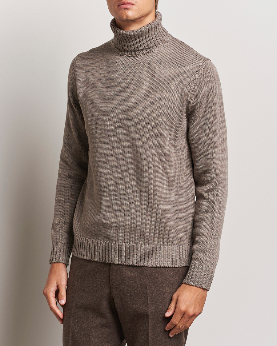 Heren |  | Zanone | Virgin Merino Wool Rollneck Taupe