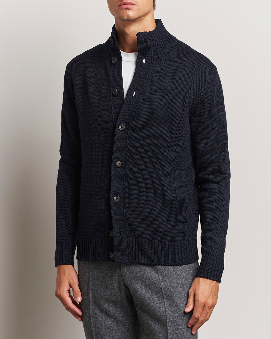 Heren |  | Zanone | Virgin Merino Wool Chioto Cardigan Navy