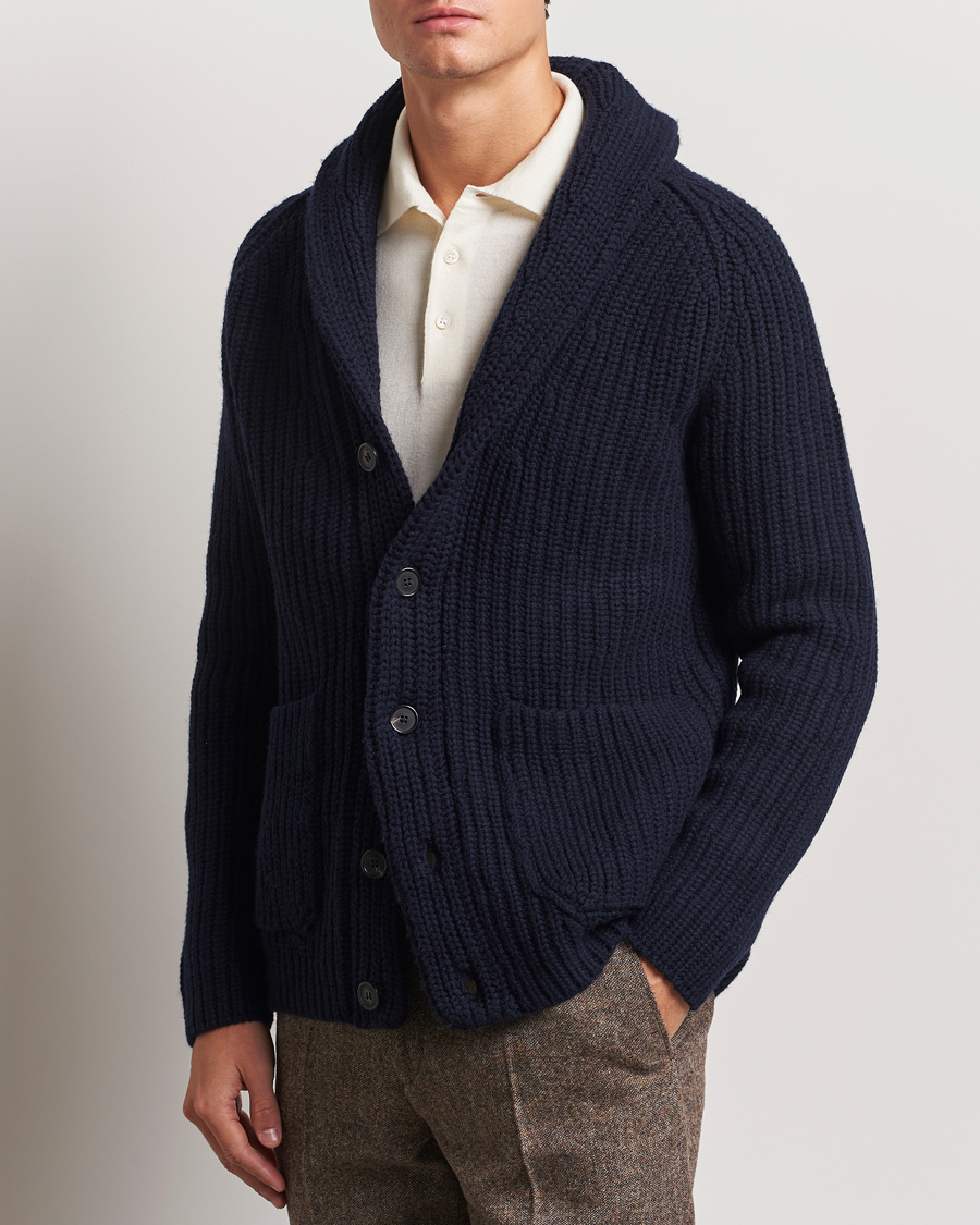 Heren |  | Zanone | Shawl Collar Cardigan Navy