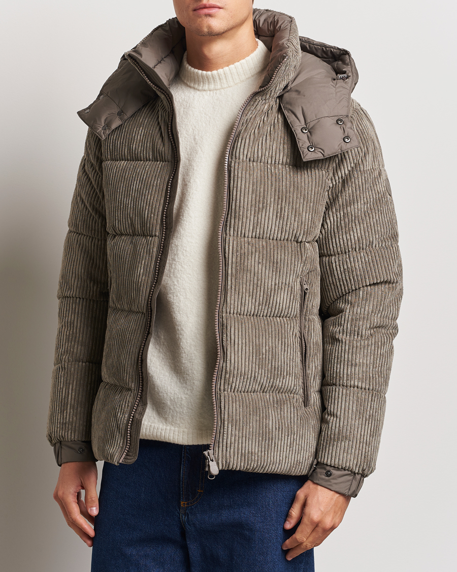 Heren |  | Save The Duck | Albus Cord Padded Puffer Jacket Mud Grey