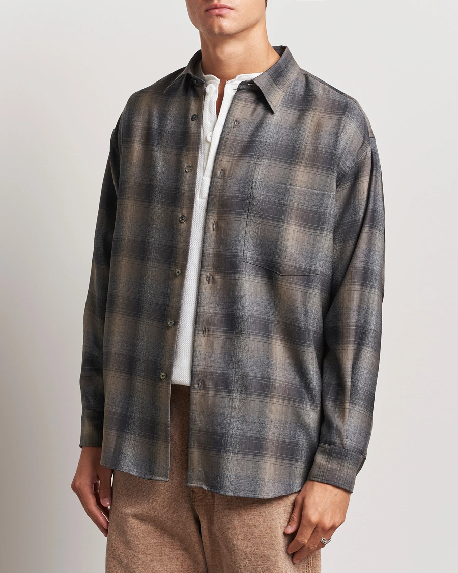 Heren |  | Auralee | Superlight Wool Shirt Charcoal Check