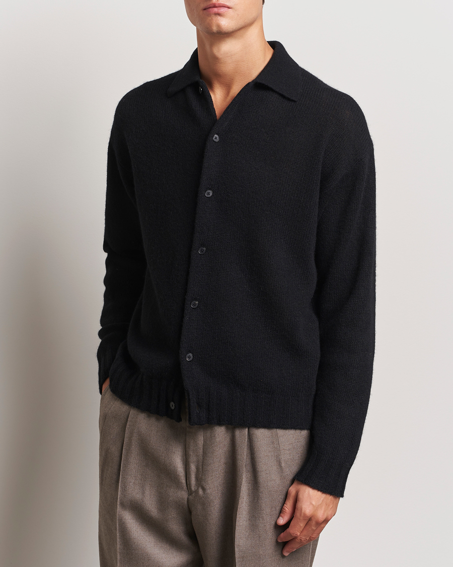 Heren |  | Auralee | Shetland Wool/Cashmere Cardigan Black