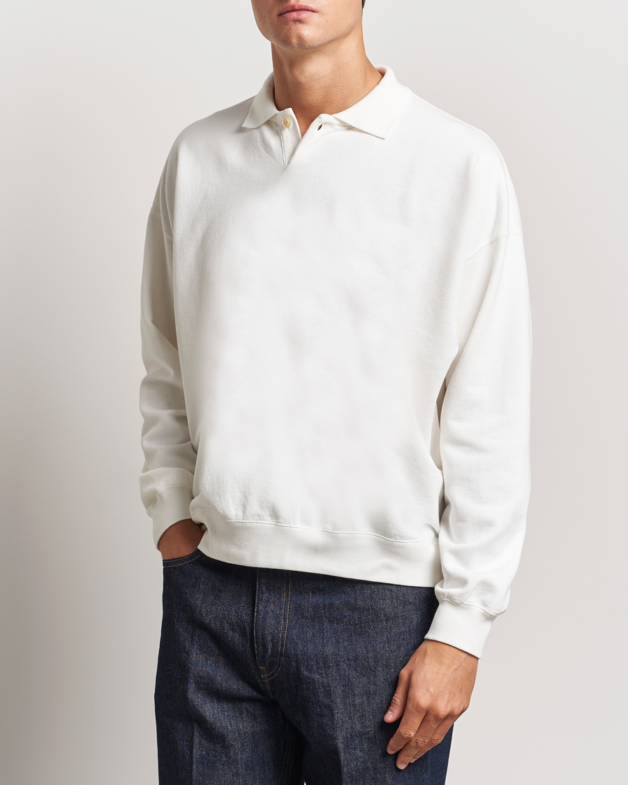 Heren |  | Auralee | Pima Cotton Long Sleeve Polo White