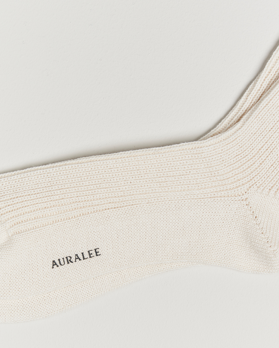 Heren |  | Auralee | Cotton/Cashmere Socks Ivory