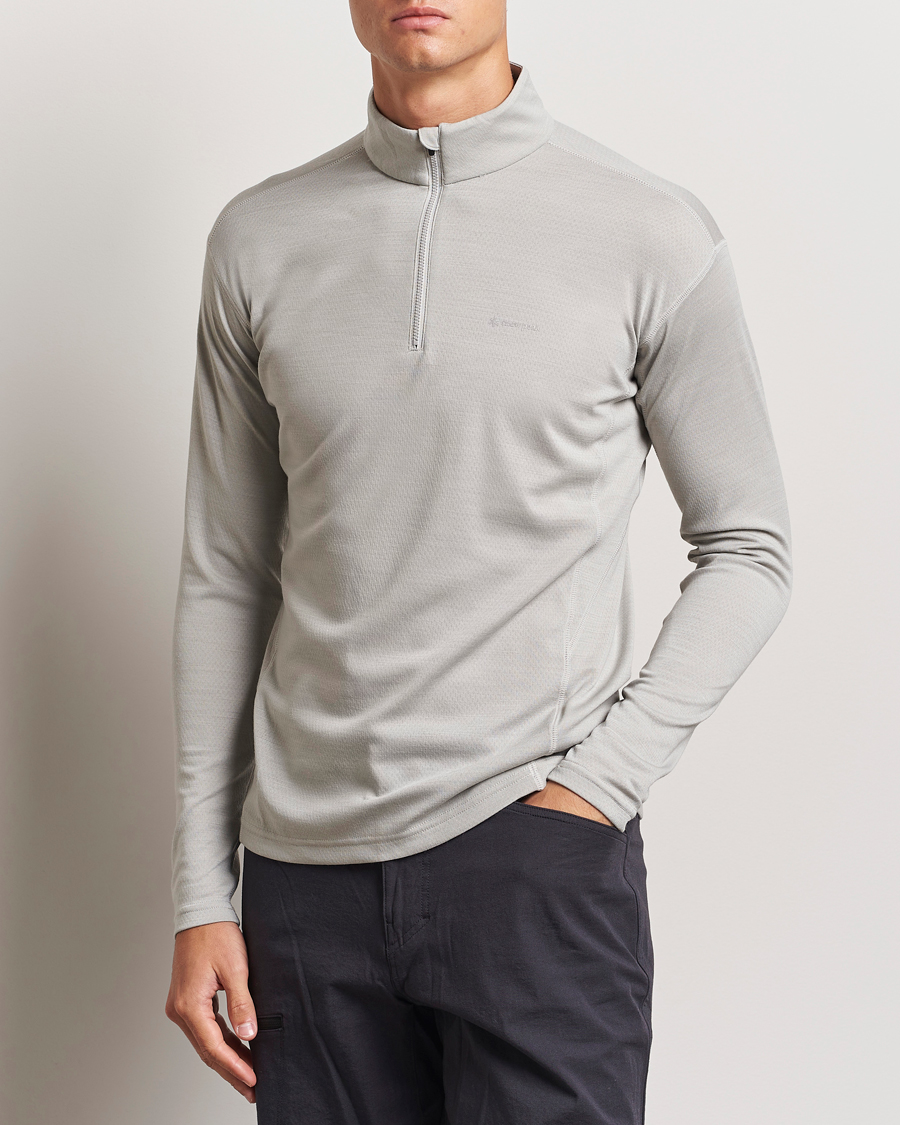 Heren | Functionele T-shirts | Snow Peak | Wool Blend Half Zip T-Shirt Icegrey