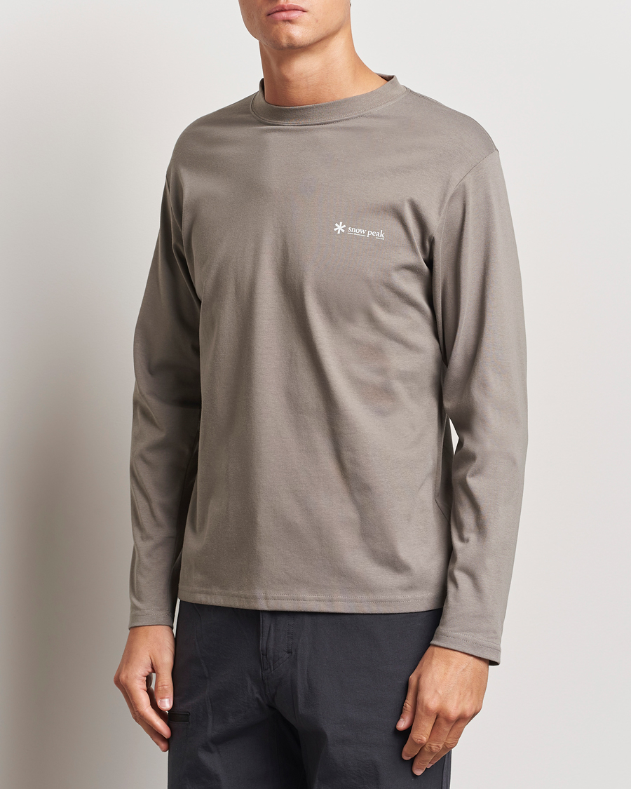 Heren | T-shirts | Snow Peak | Onepoint Long Sleeve T-Shirt Greige