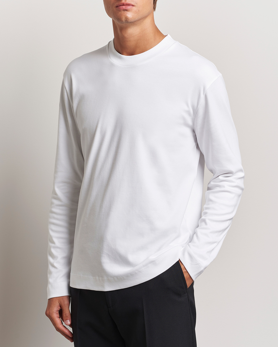 Heren |  | Sunspel | Heavyweight Mock Neck Long Sleeve T-Shirt White