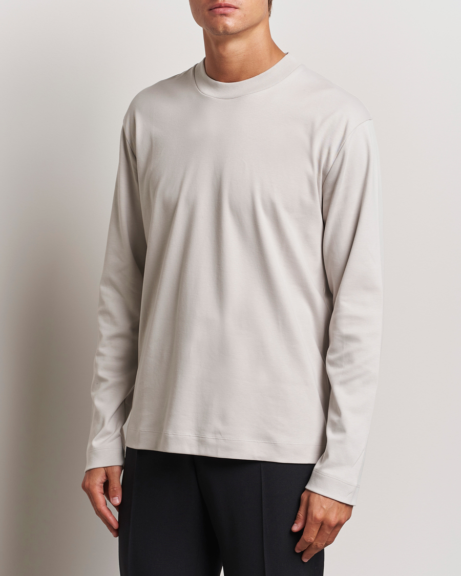 Heren |  | Sunspel | Heavyweight Mock Neck Long Sleeve T-Shirt Putty