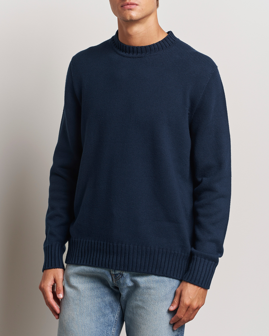 Heren |  | Sunspel | Mid Weight Cotton Crew Ligh Navy