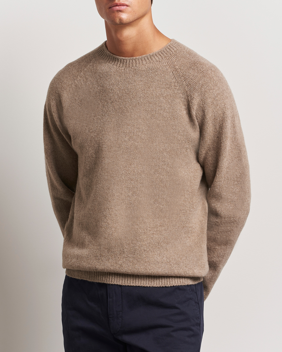 Heren |  | Sunspel | Lambswool Crewneck Sandstone