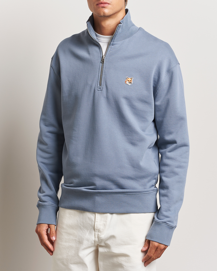 Heren |  | Maison Kitsuné | Fox Head Half Zip Sweatshirt Moonlight Blue