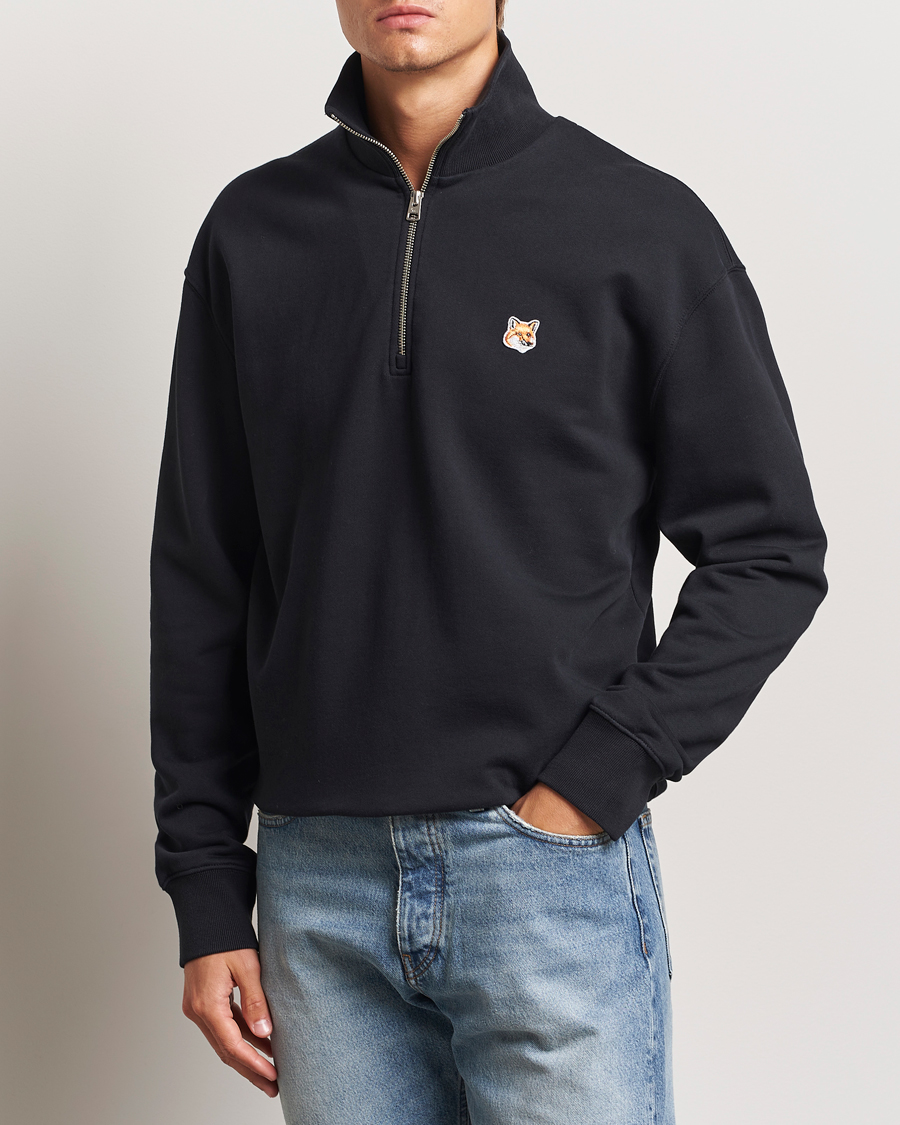 Heren |  | Maison Kitsuné | Fox Head Half Zip Sweatshirt Black