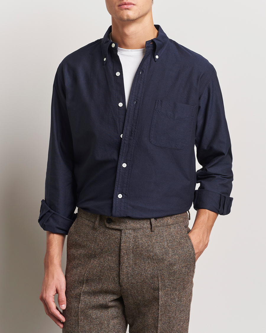 Heren |  | Kamakura Shirts | Vintage Ivy Oxford Button Down Shirt Navy