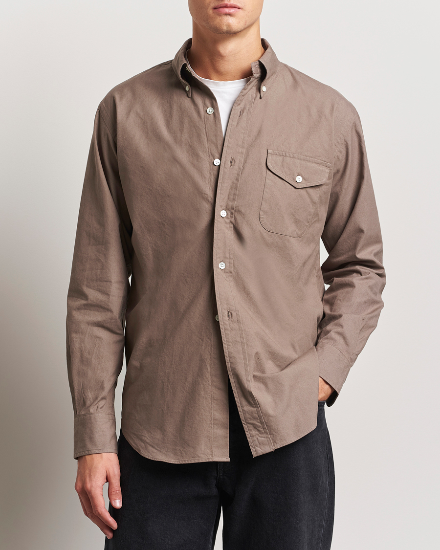 Heren |  | Kamakura Shirts | Vintage Ivy Flap Pocket Shirt Khaki