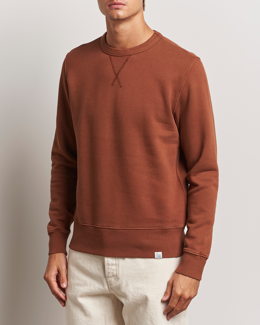 Heren |  | Merz b. Schwanen | Vintage Fleece Crew Neck Sweatshirt Chestnut