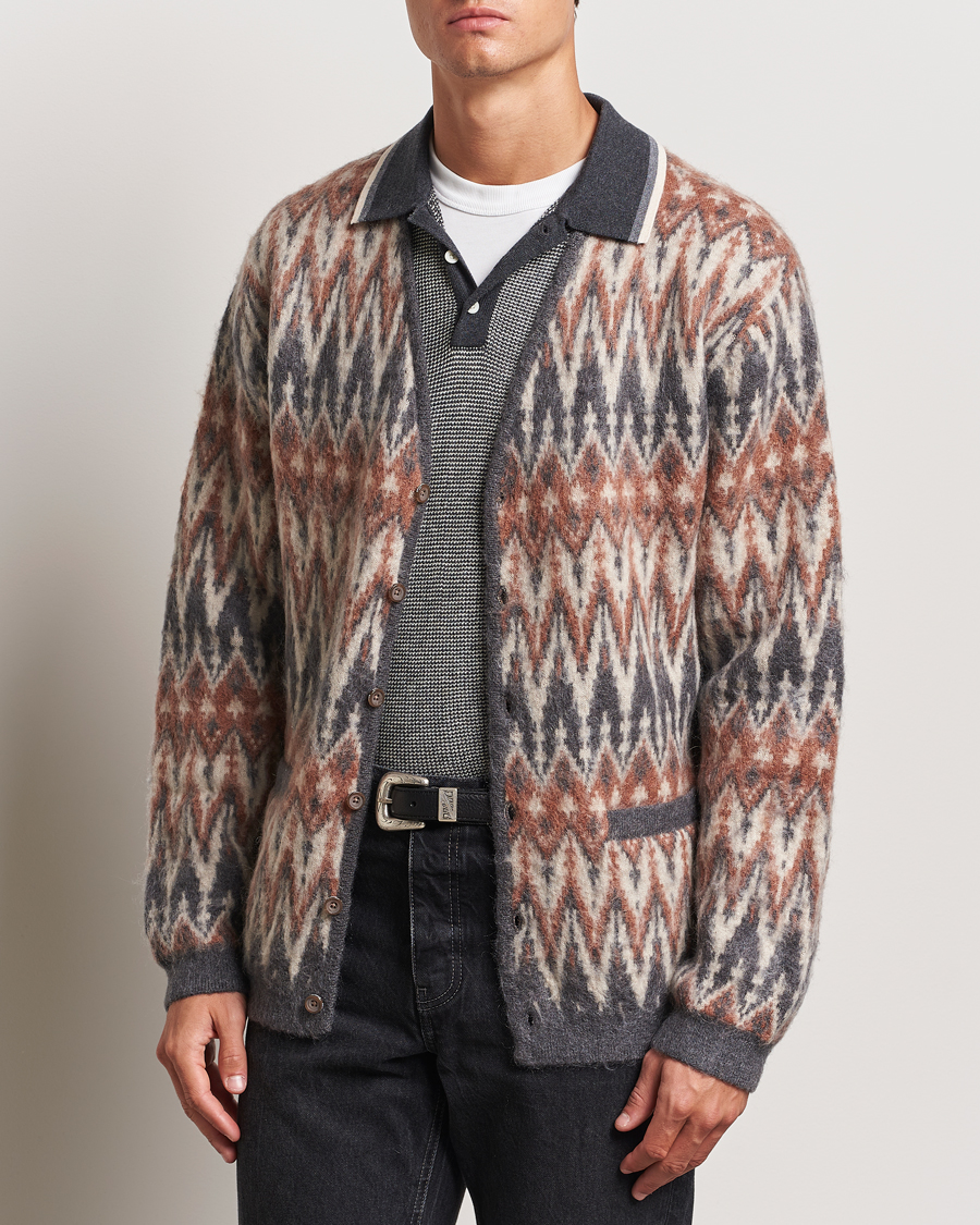 Heren |  | BEAMS PLUS | Chevron Jacquard Cardigan Grey