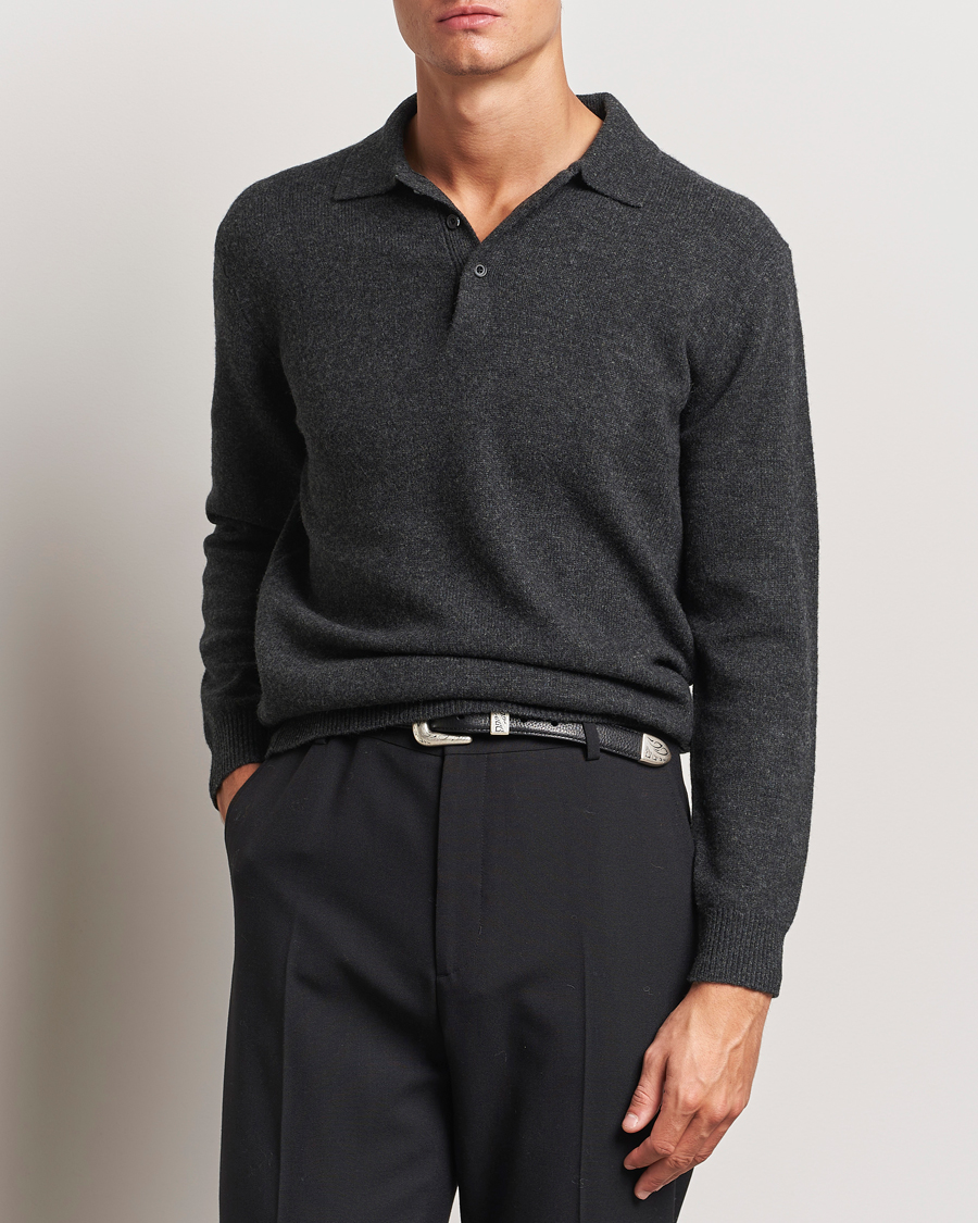 Heren |  | BEAMS PLUS | Long Sleeve Knitted Polo Charcoal