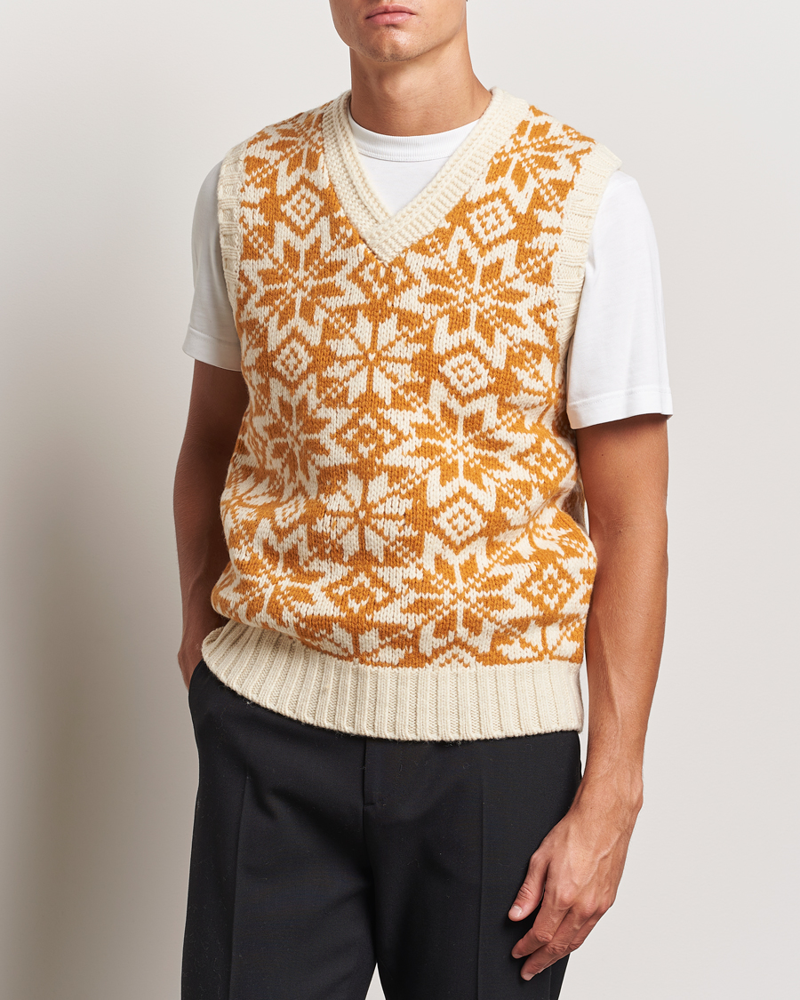 Heren |  | BEAMS PLUS | Snow Pattern Knit Vest Gold