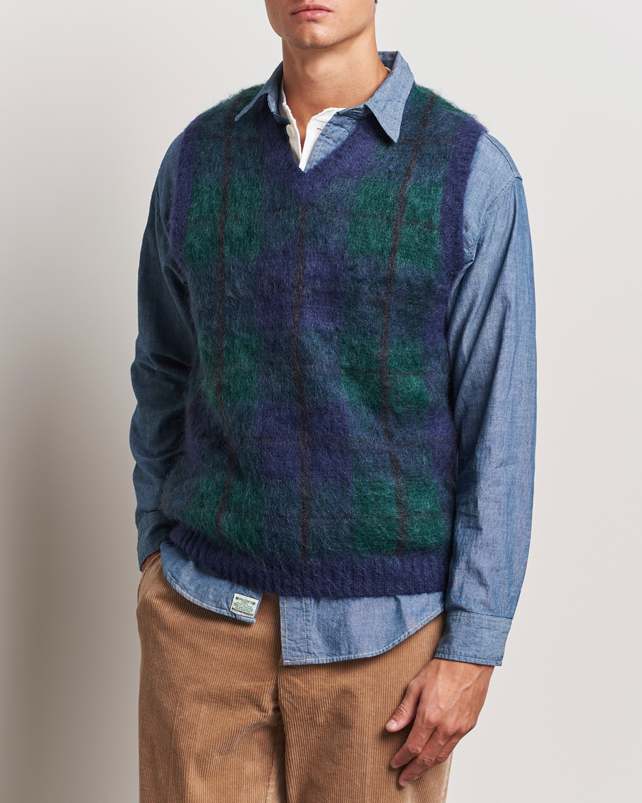 Heren |  | BEAMS PLUS | Mohair Check Vest Navy