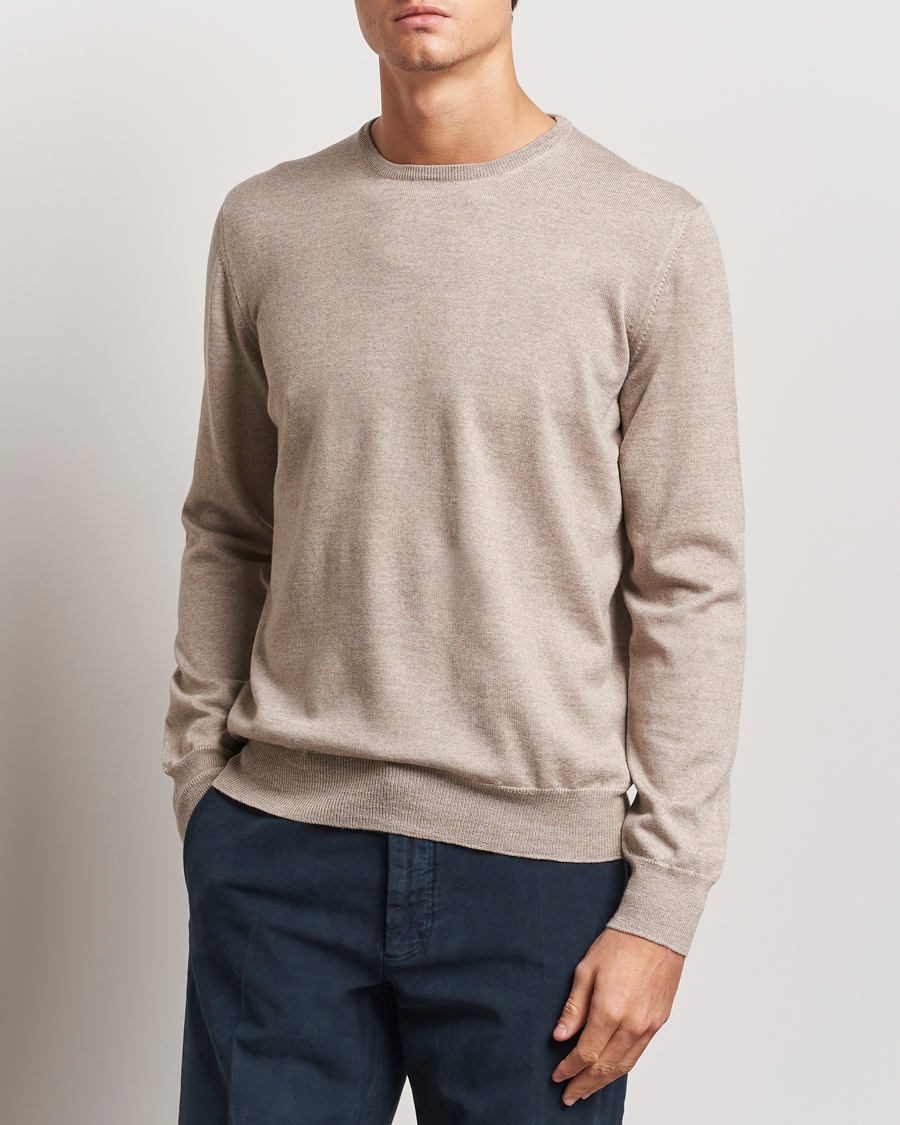 Heren |  | Gran Sasso | Merino Fashion Fit Crew Neck Pullover Light Beige