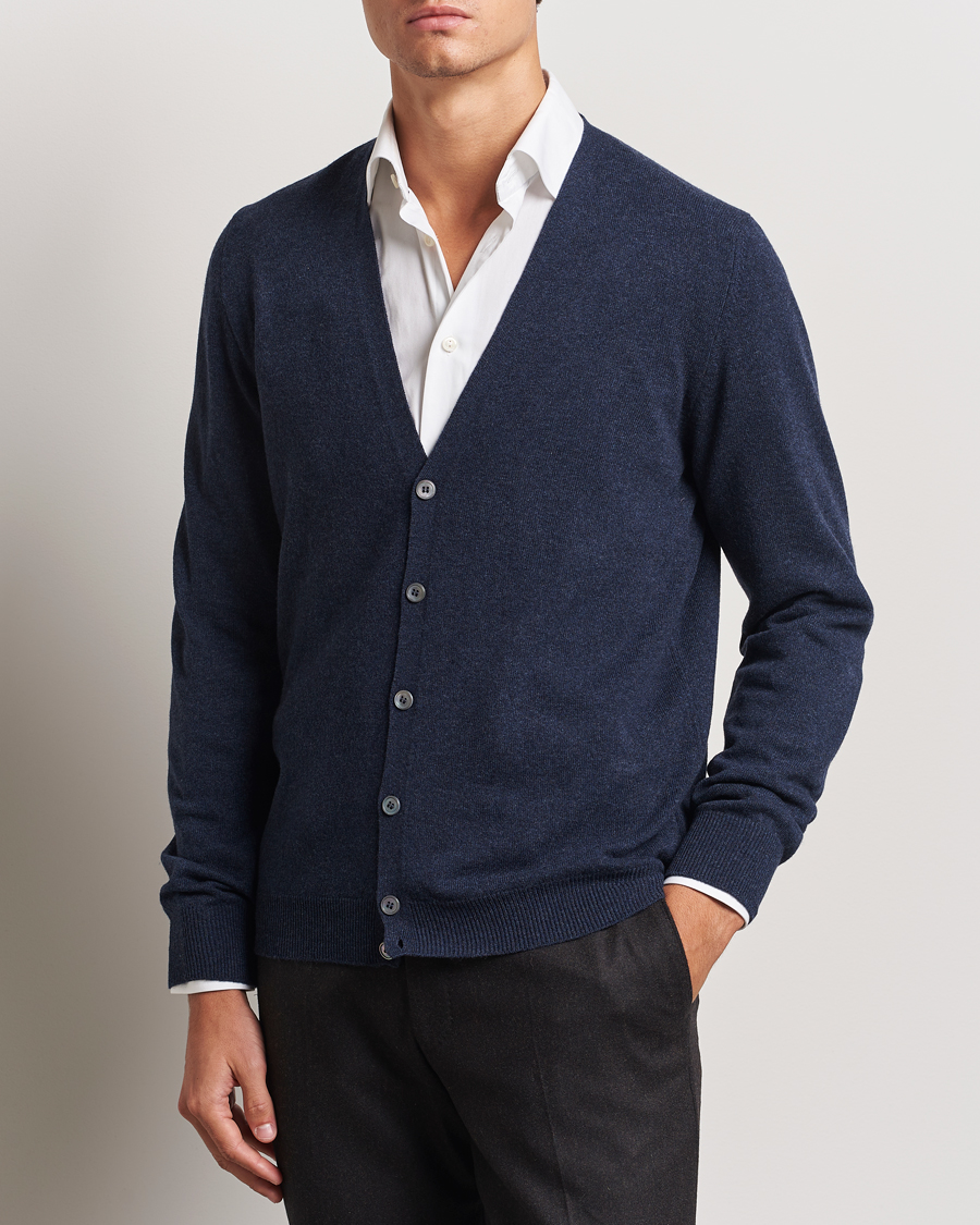 Heren |  | Gran Sasso | Wool/Cashmere Cardigan Navy Melange